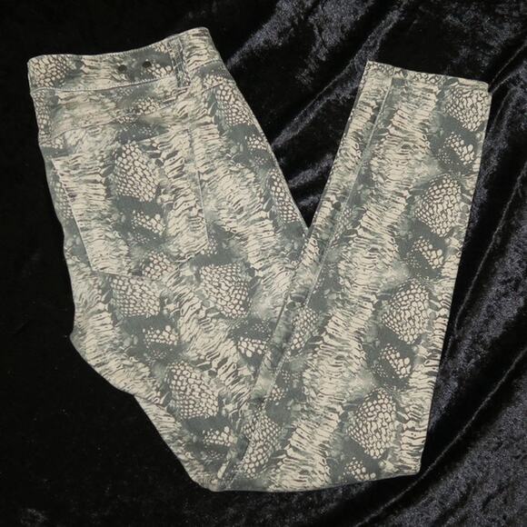 Women's Snakeskin Print Reptile Skinny Pants CAbi Size 4 Cotton Spandex Classy - Picture 1 of 16